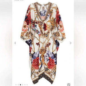 Made with Love short Kaftan Dress Embellished Ruffled Dolman Sleeves S